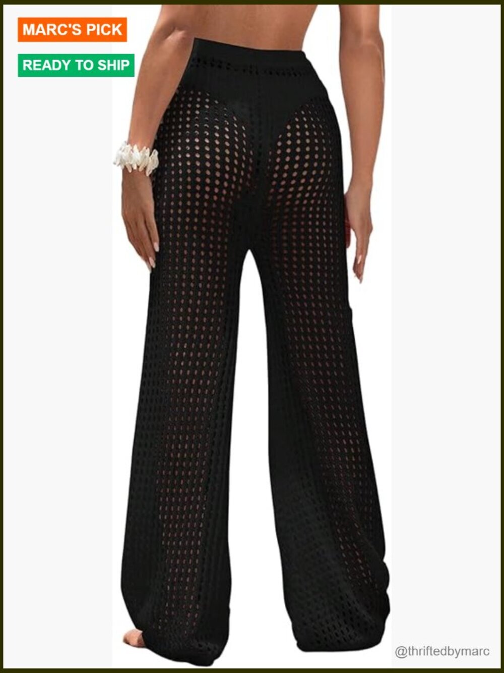 Hollow Out Drawstring High Elastic Waist Beach Pants Cover Up